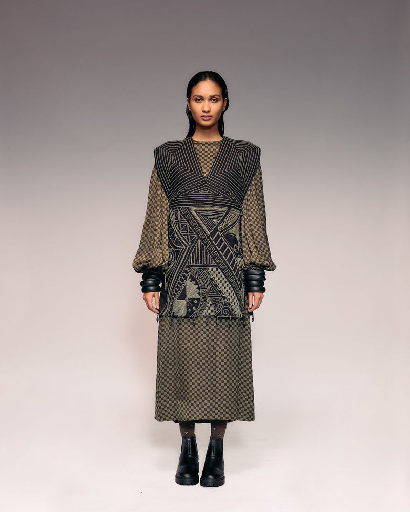 Olive Cord Embroidered Side Open Dress cotton Buy Olive Cord Embroidered Side Open Dress from C&W | Dresses for Women by Kritika Murarka in olive color for women in Singapore