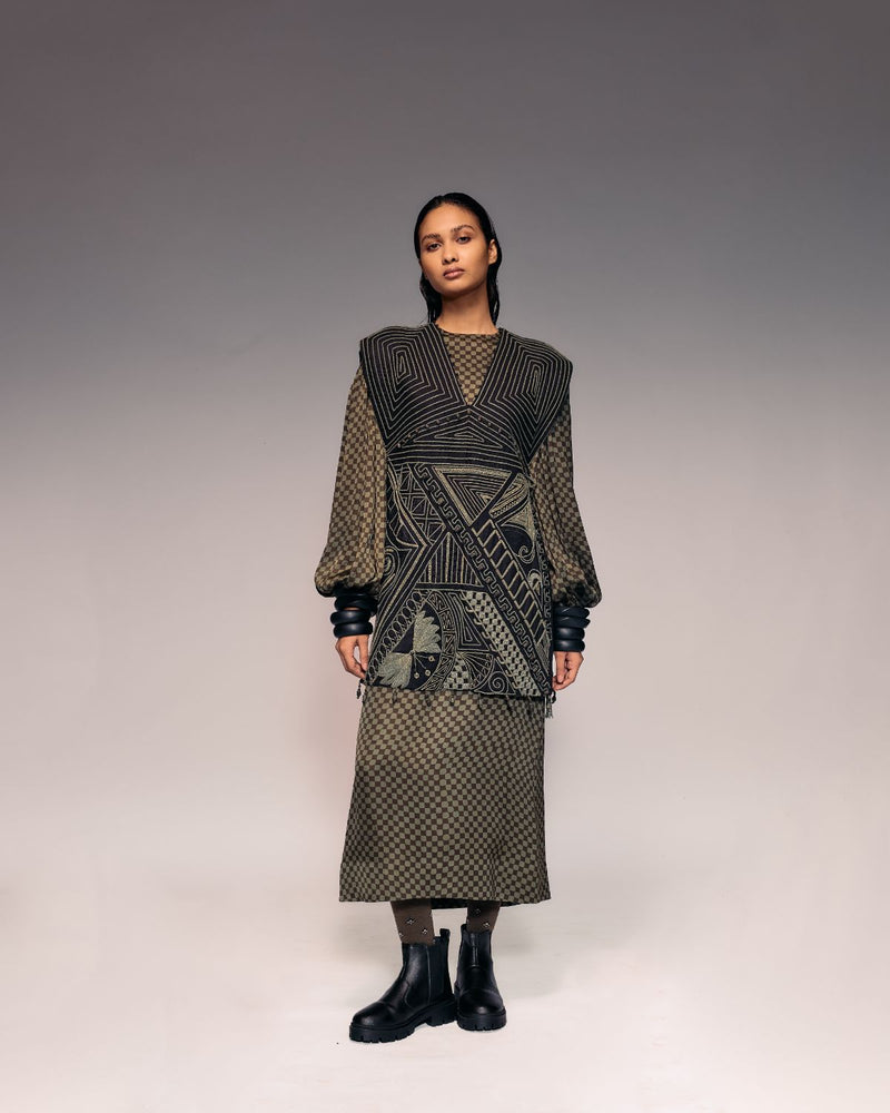 Olive Cord Embroidered Side Open Dress cotton Buy Olive Cord Embroidered Side Open Dress from C&W | Dresses for Women by Kritika Murarka in olive color for women in Singapore