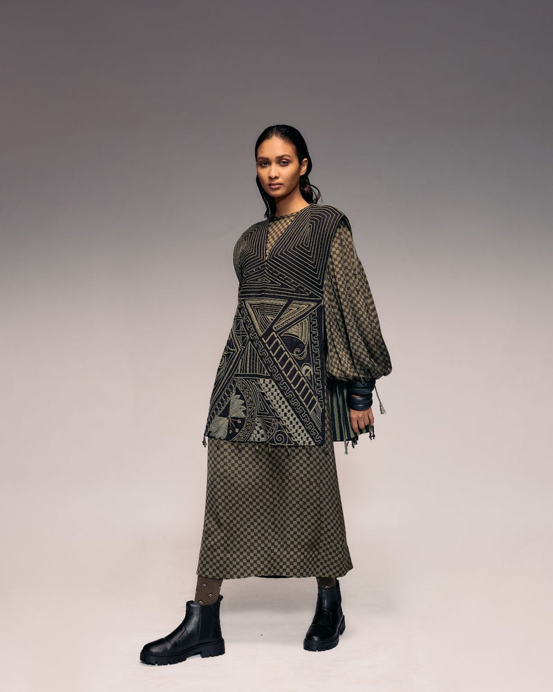 Olive Cord Embroidered Side Open Dress cotton Buy Olive Cord Embroidered Side Open Dress from C&W | Dresses for Women by Kritika Murarka in olive color for women in Singapore