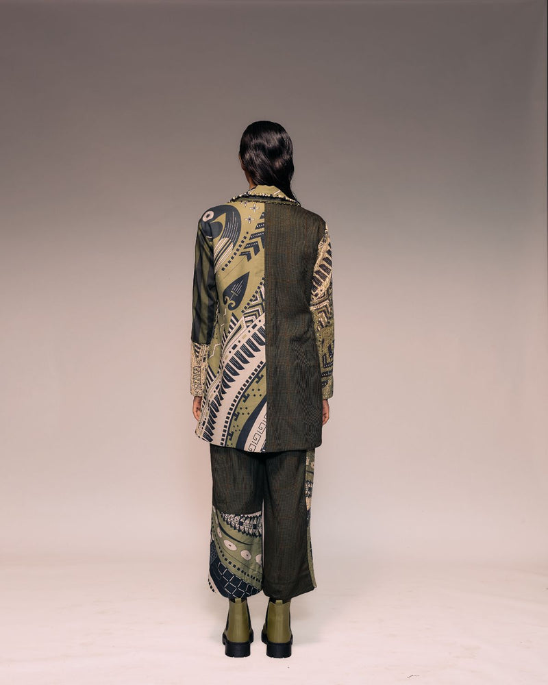 Olive Patch Blazer cotton Buy Olive Patch Blazer from C&W | Jackets And Overlays for Women by Kritika Murarka in olive color for women in Singapore
