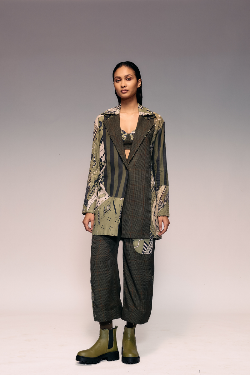 Olive Patch Toruser cotton Buy Olive Patch Toruser from C&W | Pants/Trousers for Women by Kritika Murarka in olive color for women in Singapore