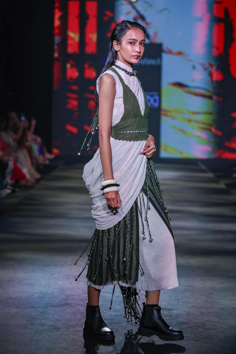 Olive cotton Net Flap Skirt cotton Buy Olive cotton Net Flap Skirt from C&W | Skirts for Women by Kritika Murarka in olive color for women in Singapore
