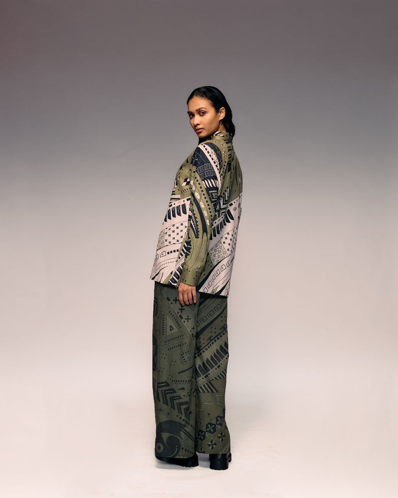 Olive Print Trouser cotton Buy Olive Print Trouser from C&W | Pants/Trousers for Women by Kritika Murarka in olive color for women in Singapore