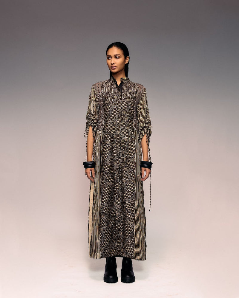 Black Print Panel Dress silk Buy Black Print Panel Dress from C&W | Dresses for Women by Kritika Murarka in black color for women in Singapore