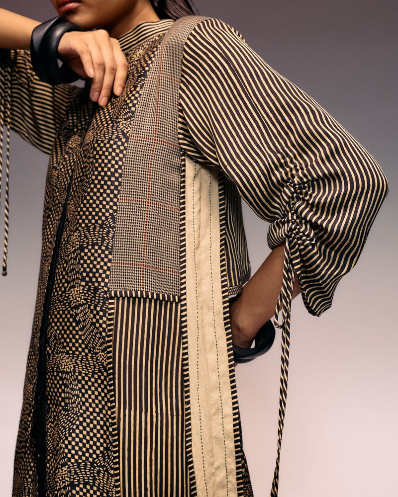 Black Print Panel Dress silk Buy Black Print Panel Dress from C&W | Dresses for Women by Kritika Murarka in black color for women in Singapore