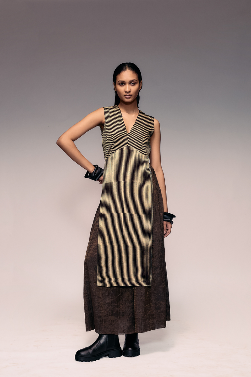 Ajrakh Stripe V neck Top satin Buy Ajrakh Stripe V neck Top from C&W | Tops And Shirts for Women by Kritika Murarka in black color for women in Singapore