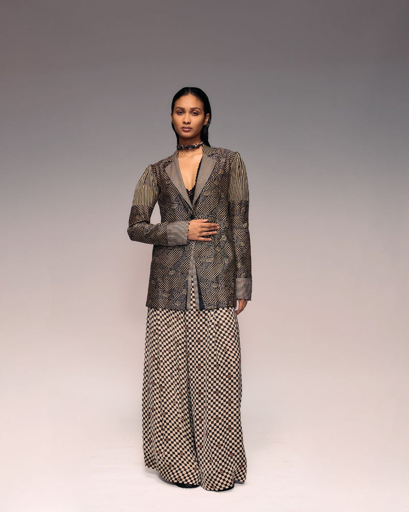 Munga Silk Patch Blazer silk Buy Munga Silk Patch Blazer from C&W | Jackets And Overlays for Women by Kritika Murarka in black color for women in Singapore