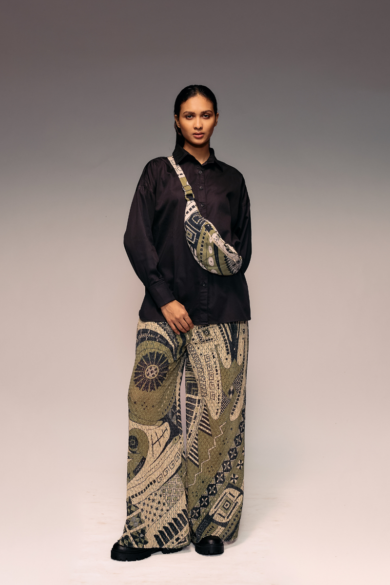 Olive Print Cotton Net Trouser cotton Buy Olive Print Cotton Net Trouser from C&W | Pants/Trousers for Women by Kritika Murarka in olive color for women in Singapore