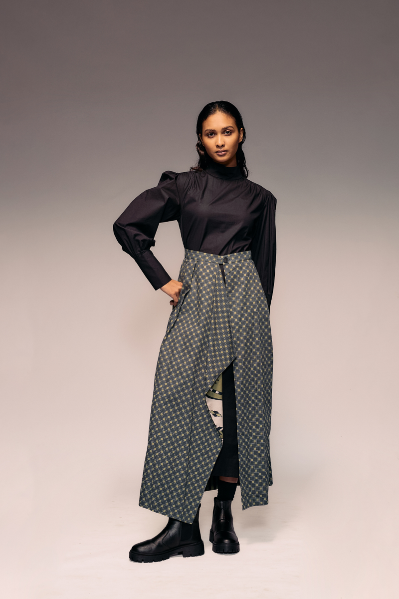 Olive Print Reversible Flap Skirt cotton Buy Olive Print Reversible Flap Skirt from C&W | Skirts for Women by Kritika Murarka in olive color for women in Singapore