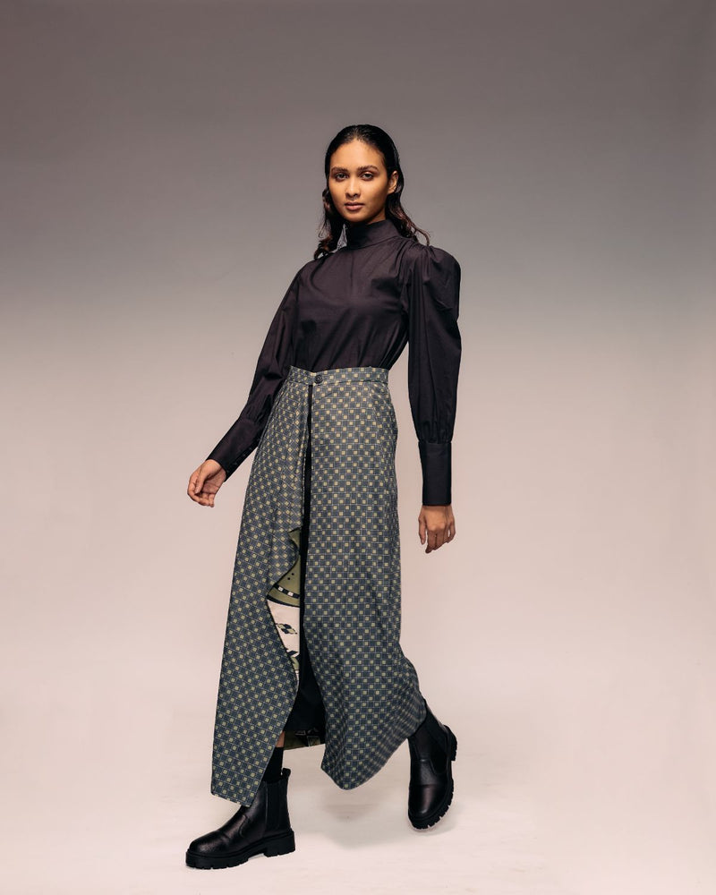 Olive Print Reversible Flap Skirt cotton Buy Olive Print Reversible Flap Skirt from C&W | Skirts for Women by Kritika Murarka in olive color for women in Singapore