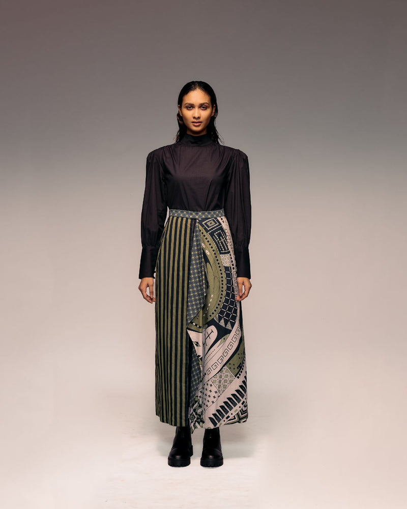 Olive Print Reversible Flap Skirt cotton Buy Olive Print Reversible Flap Skirt from C&W | Skirts for Women by Kritika Murarka in olive color for women in Singapore