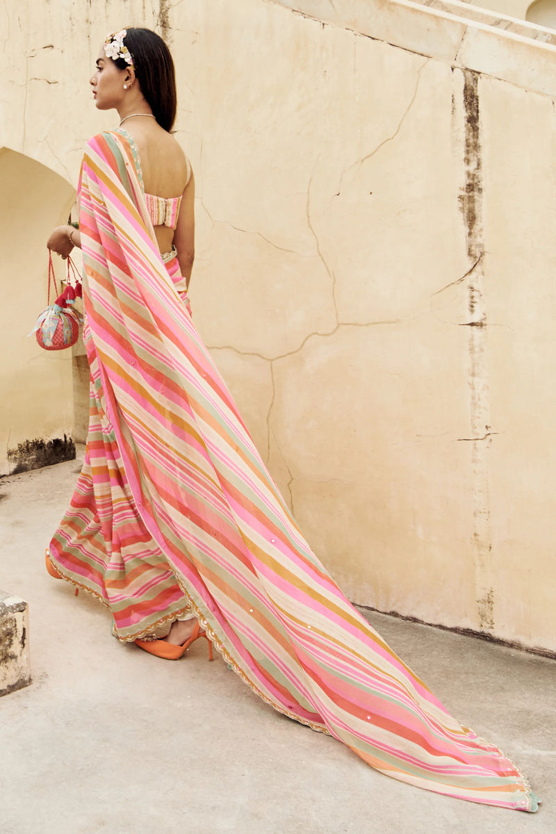 Nicola Saree Set georgettte by Paulmi & Harsh-kahan Sep'26 in multi-color for women in Singapore