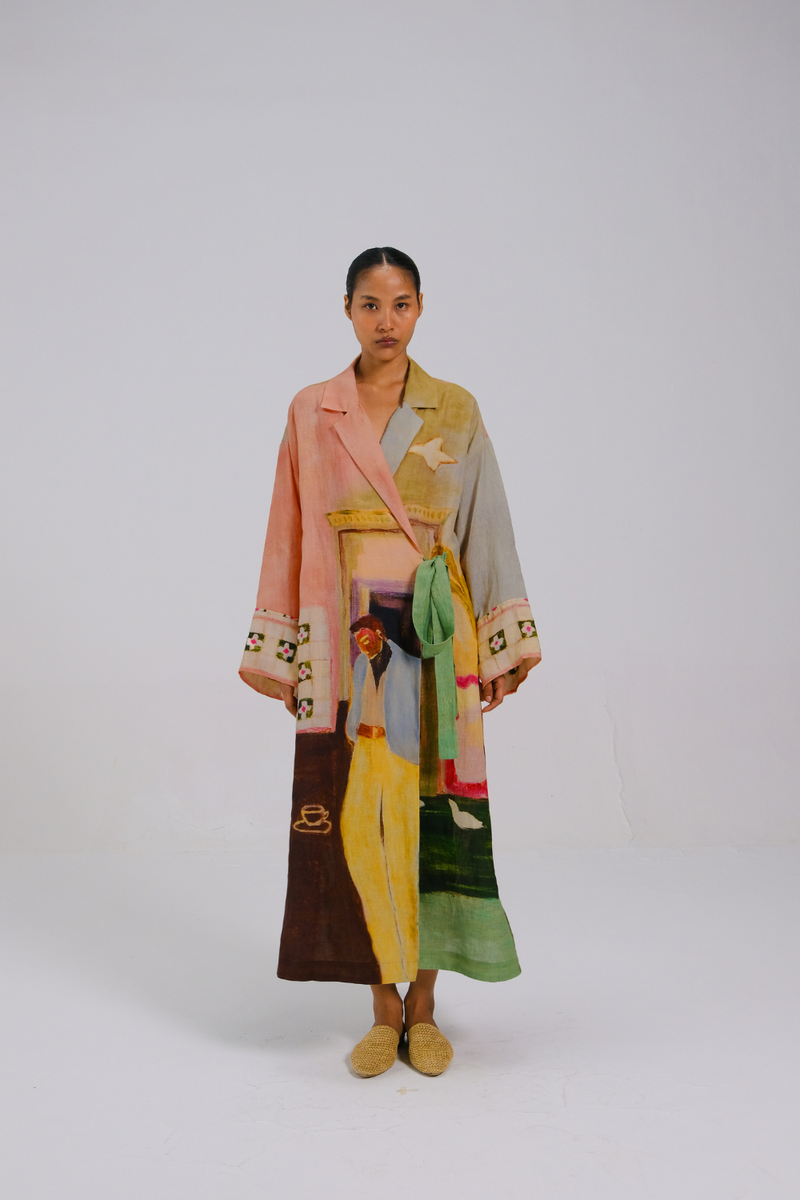 TIE UP DRESS - MORNING COFFEE all linen by CORD for women in Singapore