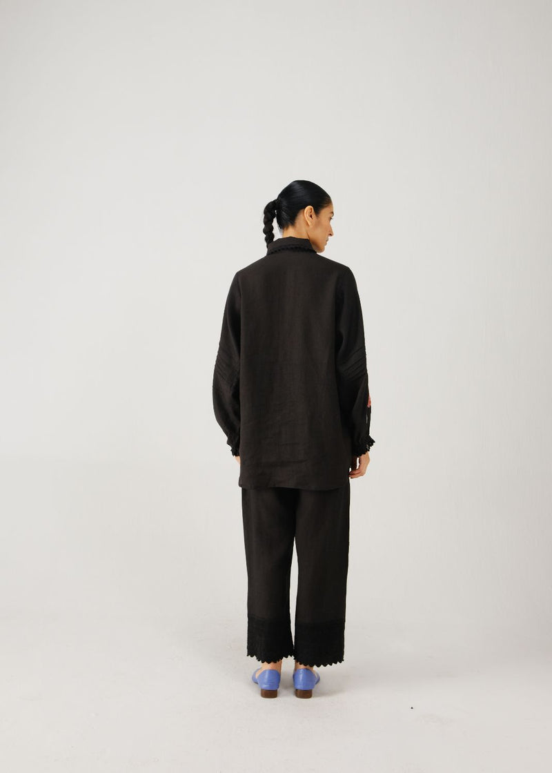 Tie up set-Black bead emb. linen by CORD for women in Singapore