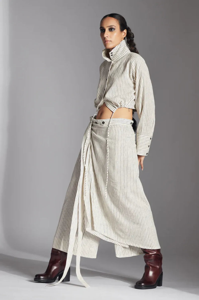 Edith Trousers in Kala Cotton-Off-White-Black cotton by Chola in black color for women in Singapore