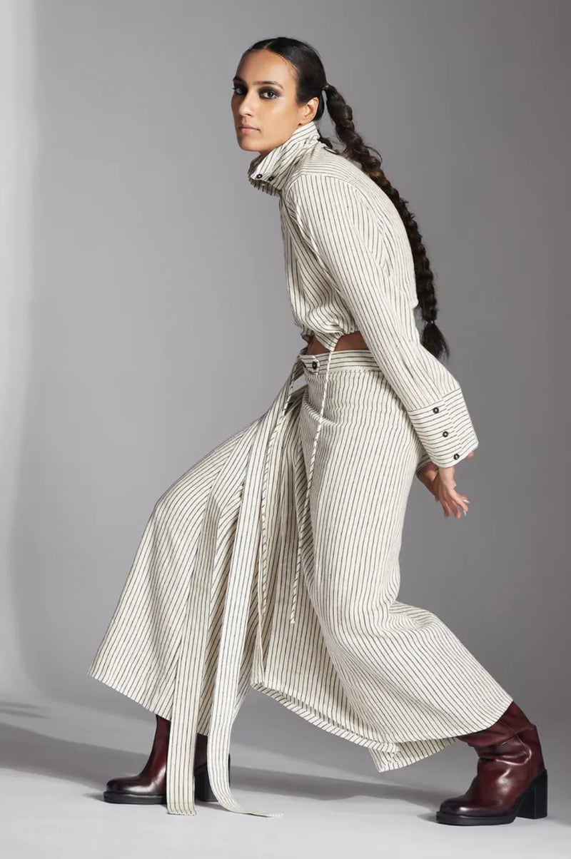 Edith Trousers in Kala Cotton-Off-White-Black cotton by Chola in black color for women in Singapore