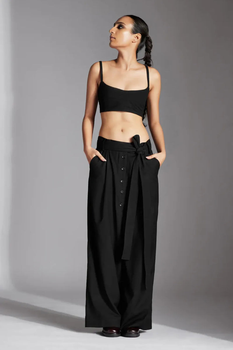Luan Trousers-Black cotton by Chola in black color for women in Singapore