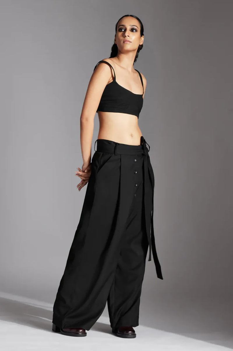 Luan Trousers-Black cotton by Chola in black color for women in Singapore