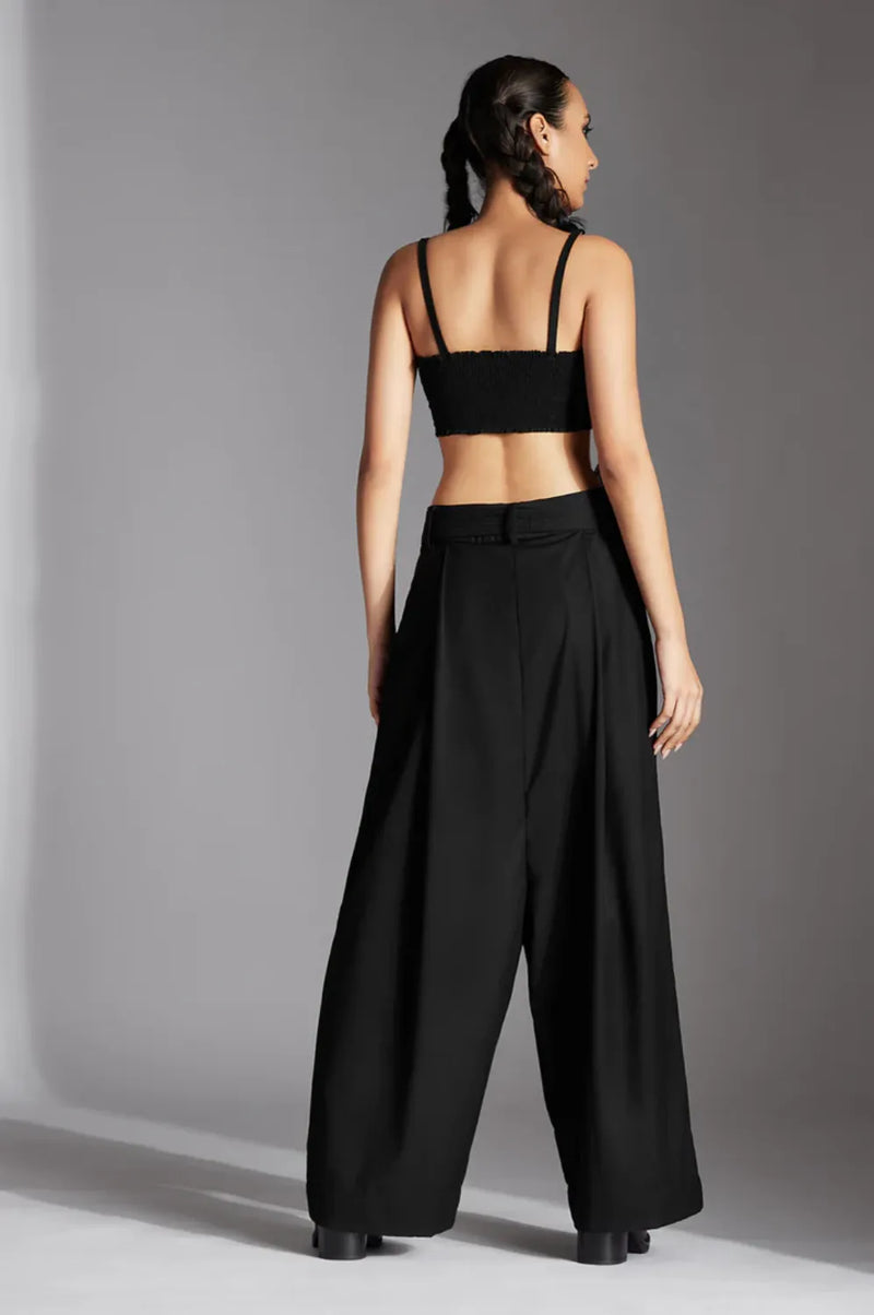 Luan Trousers-Black cotton by Chola in black color for women in Singapore