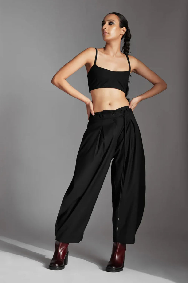 Eren Trousers in Terrycotton-Black cotton by Chola in black color for women in Singapore