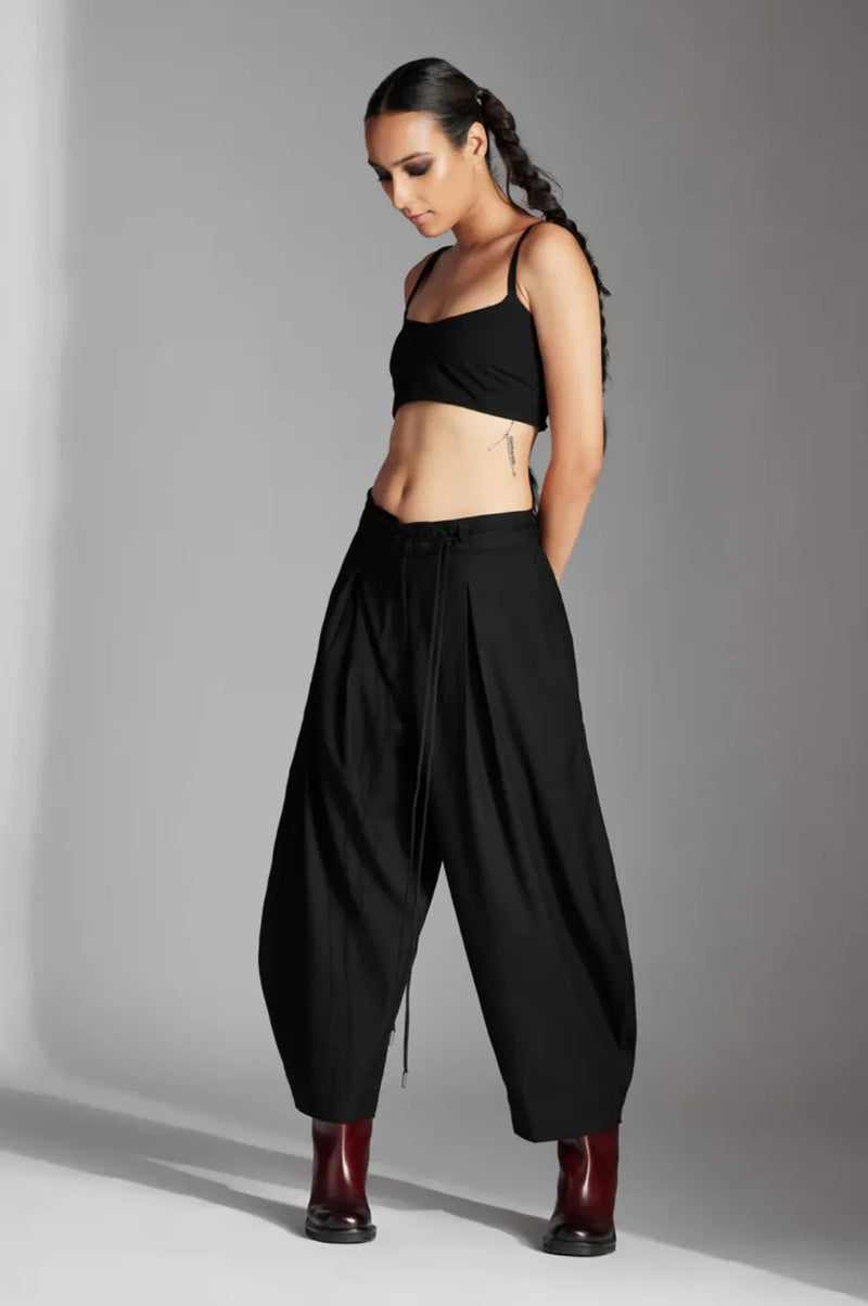 Eren Trousers in Terrycotton-Black cotton by Chola in black color for women in Singapore