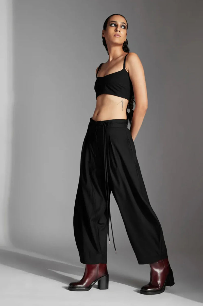 Eren Trousers in Terrycotton-Black cotton by Chola in black color for women in Singapore