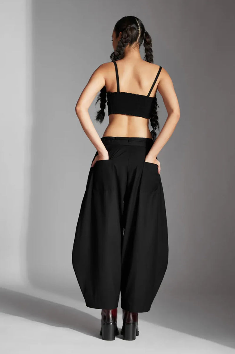 Eren Trousers in Terrycotton-Black cotton by Chola in black color for women in Singapore