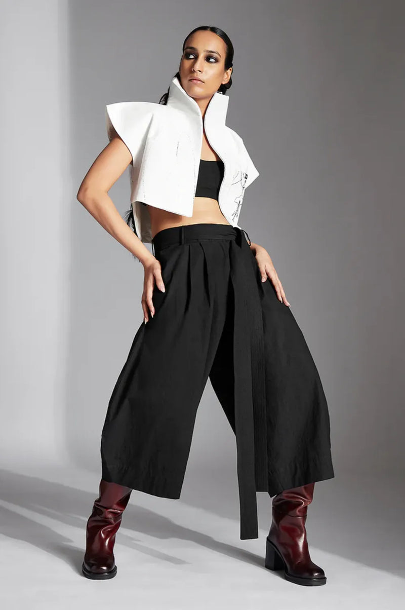 Fira Trousers-Black cotton by Chola in black color for women in Singapore