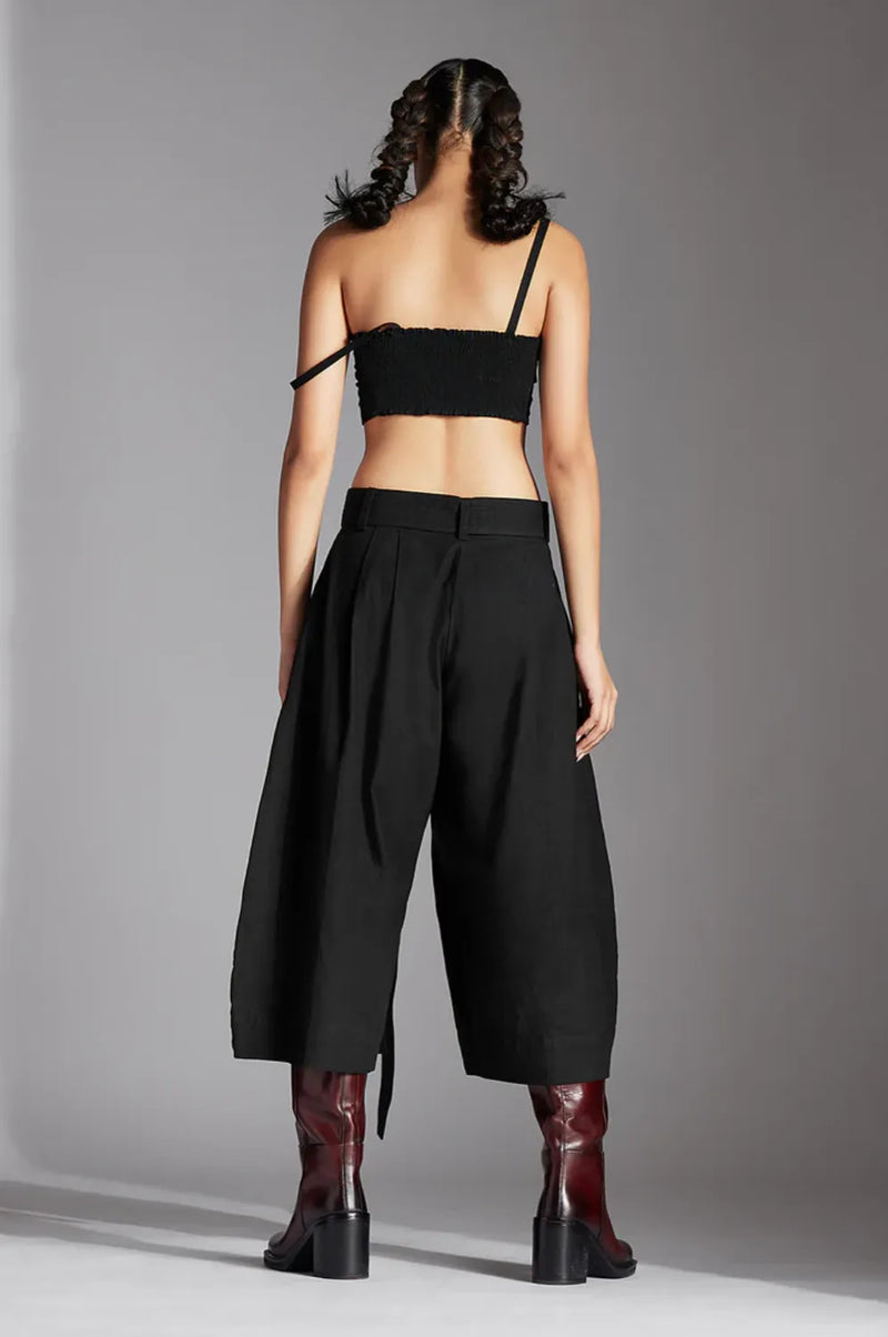 Fira Trousers-Black cotton by Chola in black color for women in Singapore