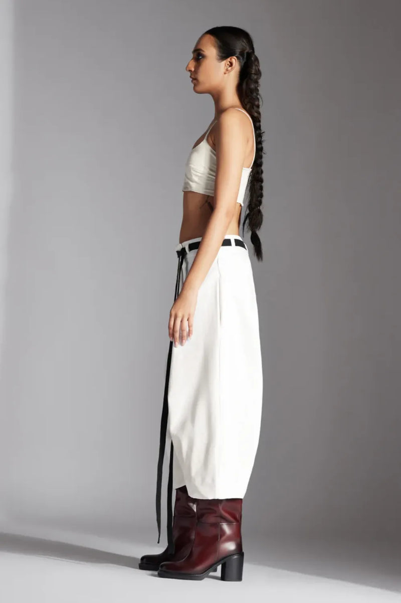 Sian Trousers-White cotton by Chola in white color for women in Singapore