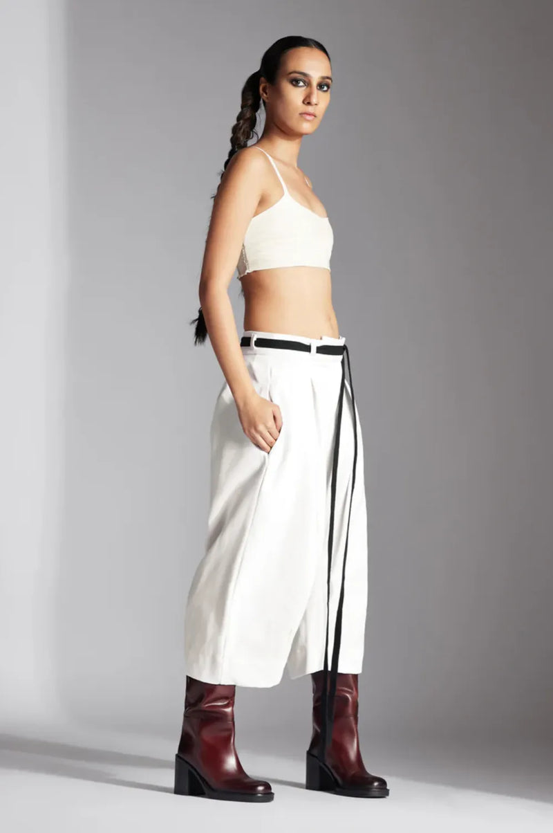 Sian Trousers-White cotton by Chola in white color for women in Singapore