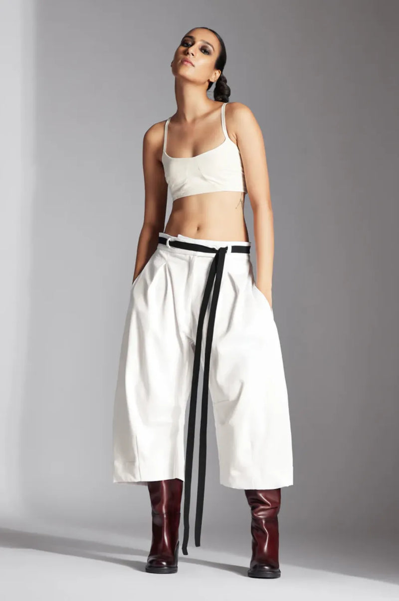 Sian Trousers-White cotton by Chola in white color for women in Singapore
