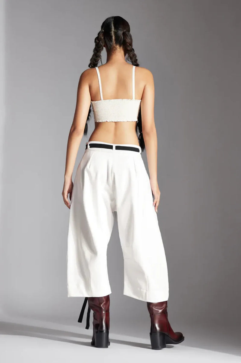 Sian Trousers-White cotton by Chola in white color for women in Singapore