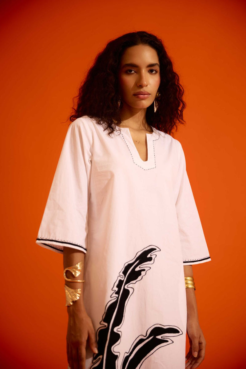 Ivory Cotton Thread Embroidered Dress With Leaf Motif poplin Buy Ivory Cotton Thread Embroidered Dress With Leaf Motif from C&W | Dresses for Women by Indian Summer Story in ivory color for women in Singapore