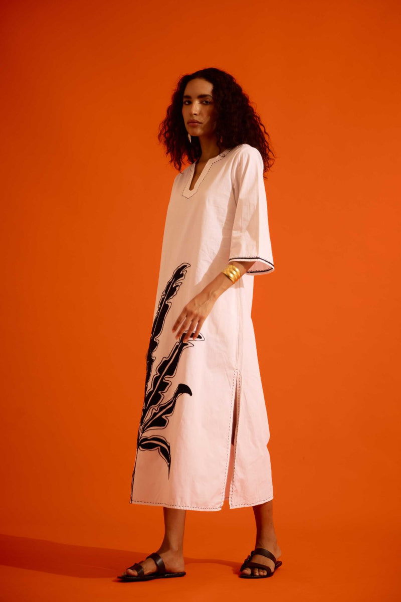 Ivory Cotton Thread Embroidered Dress With Leaf Motif poplin Buy Ivory Cotton Thread Embroidered Dress With Leaf Motif from C&W | Dresses for Women by Indian Summer Story in ivory color for women in Singapore