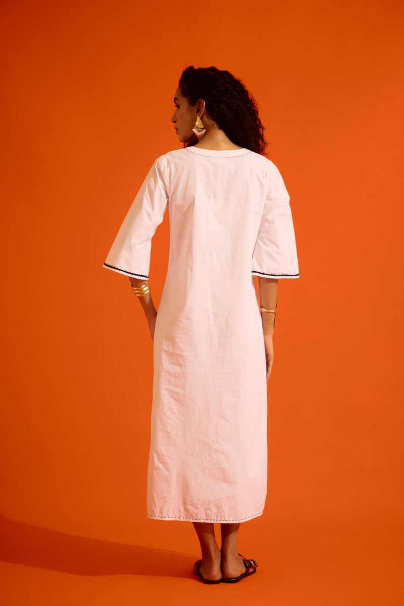 Ivory Cotton Thread Embroidered Dress With Leaf Motif poplin Buy Ivory Cotton Thread Embroidered Dress With Leaf Motif from C&W | Dresses for Women by Indian Summer Story in ivory color for women in Singapore