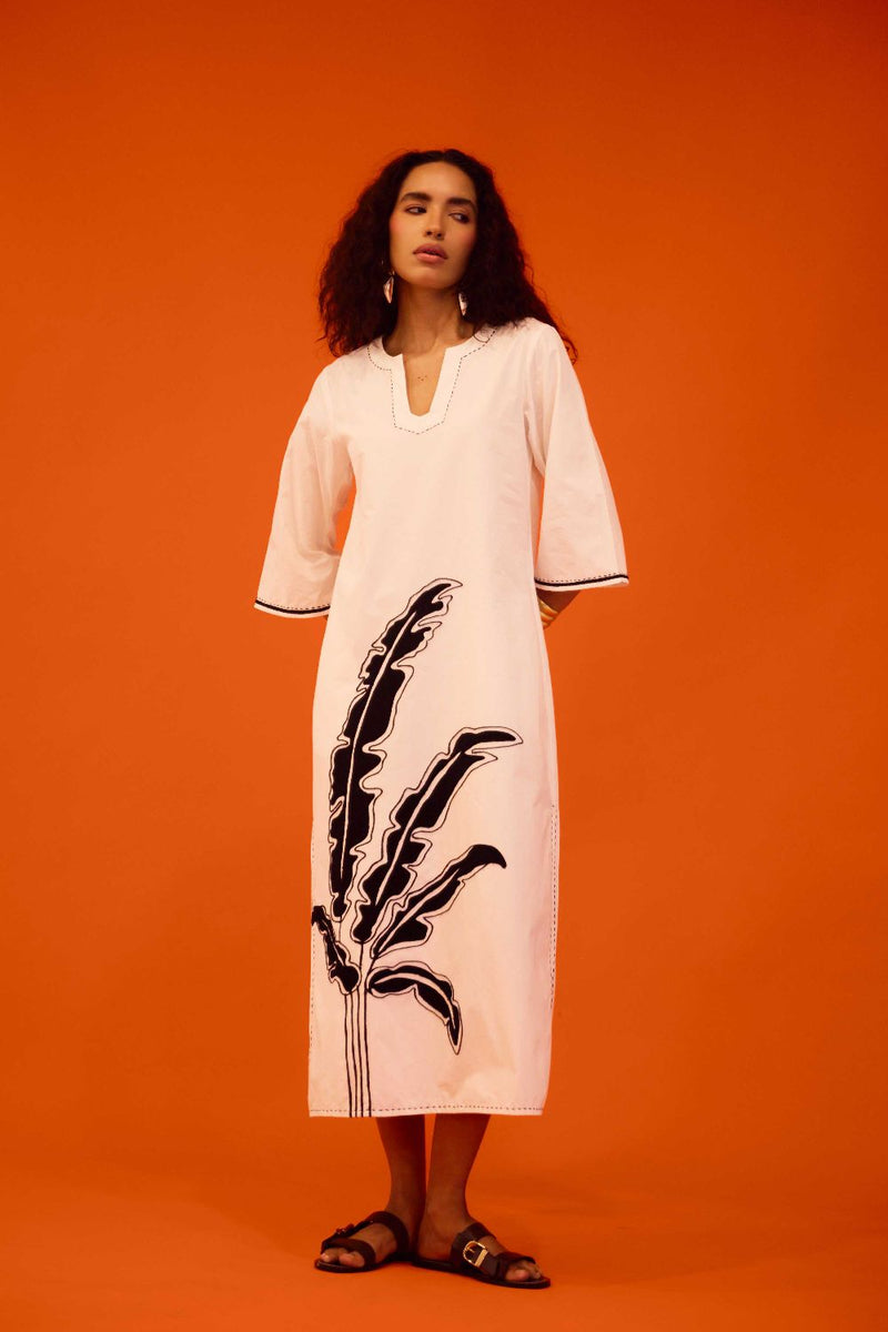 Ivory Cotton Thread Embroidered Dress With Leaf Motif poplin Buy Ivory Cotton Thread Embroidered Dress With Leaf Motif from C&W | Dresses for Women by Indian Summer Story in ivory color for women in Singapore
