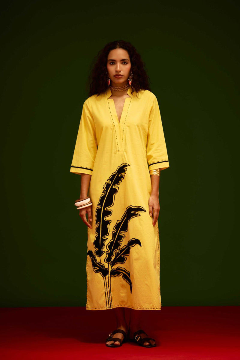 Mango Yellow Cotton Thread Embroidered Dress With Leaf Motif poplin Buy Mango Yellow Cotton Thread Embroidered Dress With Leaf Motif from C&W | Dresses for Women by Indian Summer Story in yellow color for women in Singapore