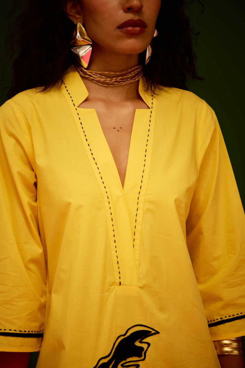 Mango Yellow Cotton Thread Embroidered Dress With Leaf Motif poplin Buy Mango Yellow Cotton Thread Embroidered Dress With Leaf Motif from C&W | Dresses for Women by Indian Summer Story in yellow color for women in Singapore