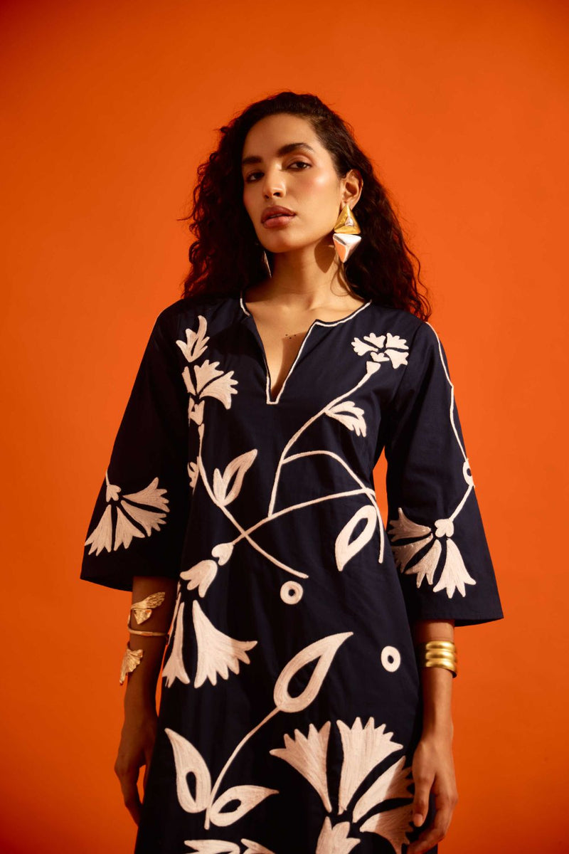 Black Cotton Maxi Dress With Ivory Botanical Thread Embroidery poplin Buy Black Cotton Maxi Dress With Ivory Botanical Thread Embroidery from C&W | Dresses for Women by Indian Summer Story in black color for women in Singapore