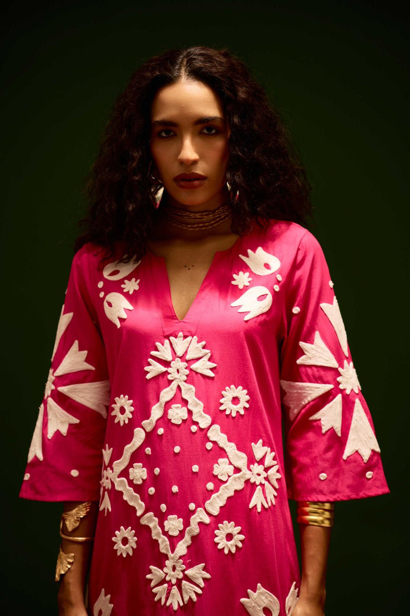 Fuchsia With Ivory Sitara Thread Embroidery Cotton Maxi Dress poplin Buy Fuchsia With Ivory Sitara Thread Embroidery Cotton Maxi Dress from C&W | Dresses for Women by Indian Summer Story in pink color for women in Singapore
