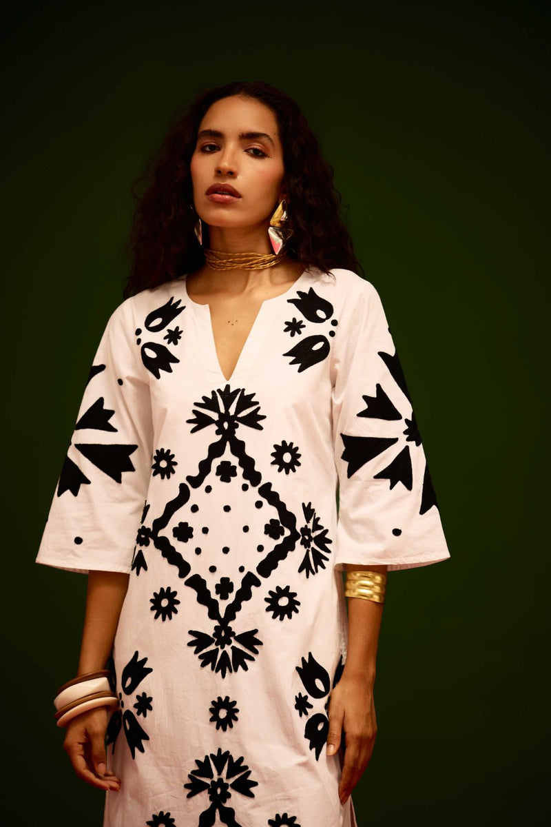 Ivory With Black Sitara Thread Embroidery Cotton Maxi Dress poplin Buy Ivory With Black Sitara Thread Embroidery Cotton Maxi Dress from C&W | Dresses for Women by Indian Summer Story in ivory color for women in Singapore