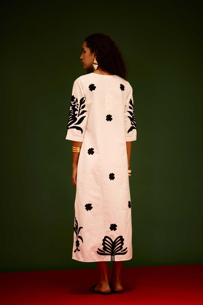 Ivory Cotton Maxi Dress With Black Tulip Thread Embroidery poplin Buy Ivory Cotton Maxi Dress With Black Tulip Thread Embroidery from C&W | Dresses for Women by Indian Summer Story in ivory color for women in Singapore