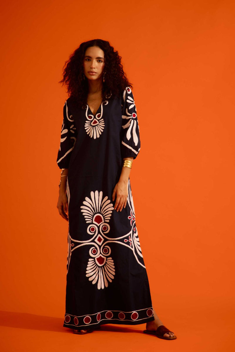 Black Cotton Botanical Maxi Thread Embroidered Dress poplin Buy Black Cotton Botanical Maxi Thread Embroidered Dress from C&W | Dresses for Women by Indian Summer Story in black color for women in Singapore