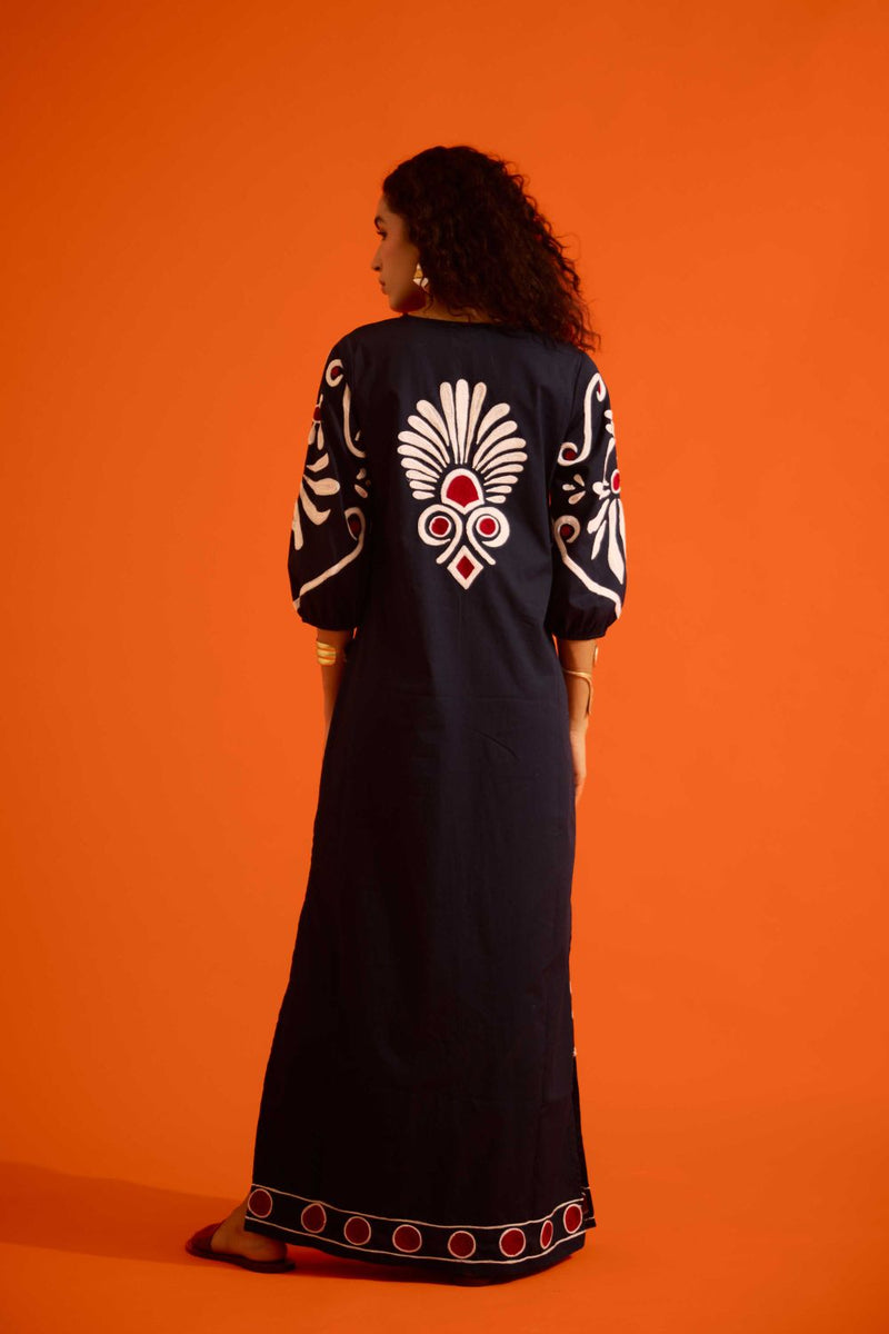 Black Cotton Botanical Maxi Thread Embroidered Dress poplin Buy Black Cotton Botanical Maxi Thread Embroidered Dress from C&W | Dresses for Women by Indian Summer Story in black color for women in Singapore