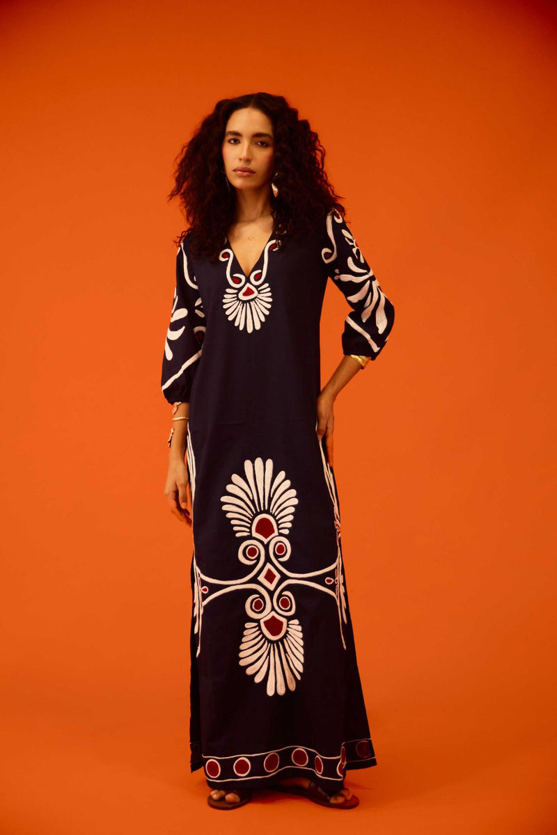 Black Cotton Botanical Maxi Thread Embroidered Dress poplin Buy Black Cotton Botanical Maxi Thread Embroidered Dress from C&W | Dresses for Women by Indian Summer Story in black color for women in Singapore