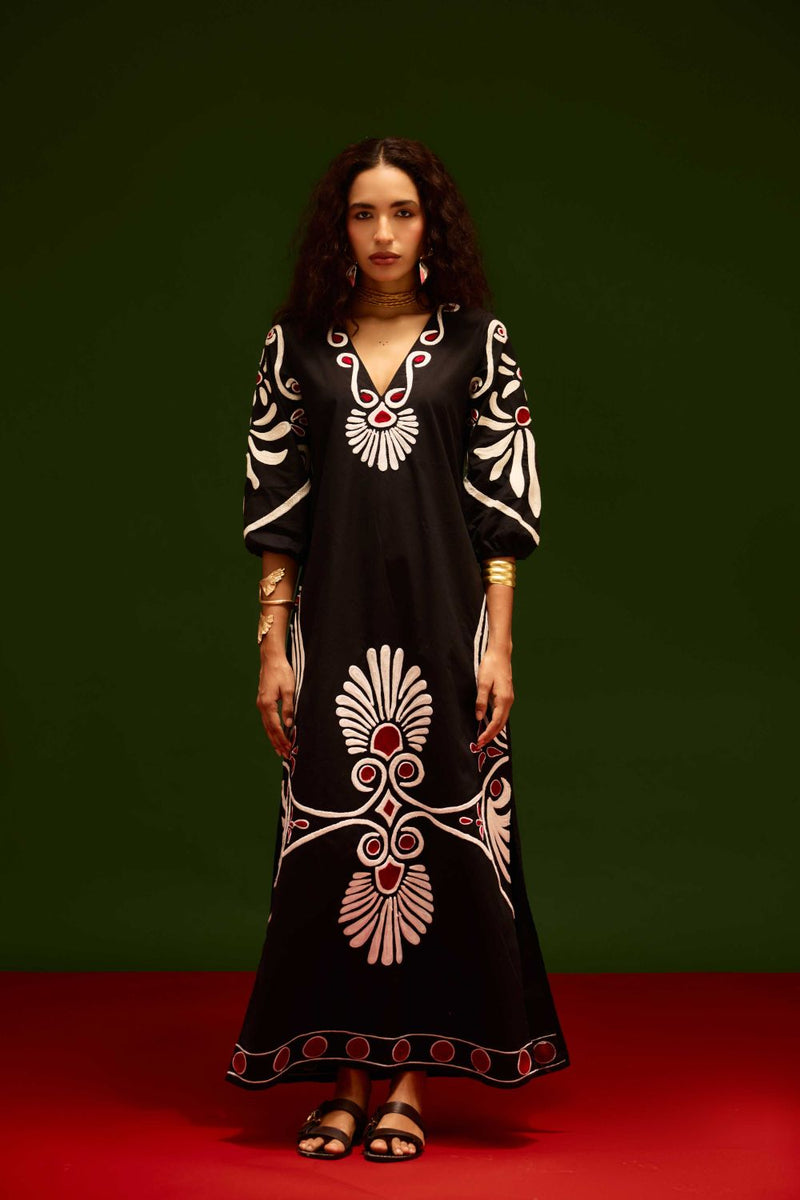 Midnight Blue Cotton Botanical Maxi Thread Embroidered Dress poplin Buy Midnight Blue Cotton Botanical Maxi Thread Embroidered Dress from C&W | Dresses for Women by Indian Summer Story in blue color for women in Singapore