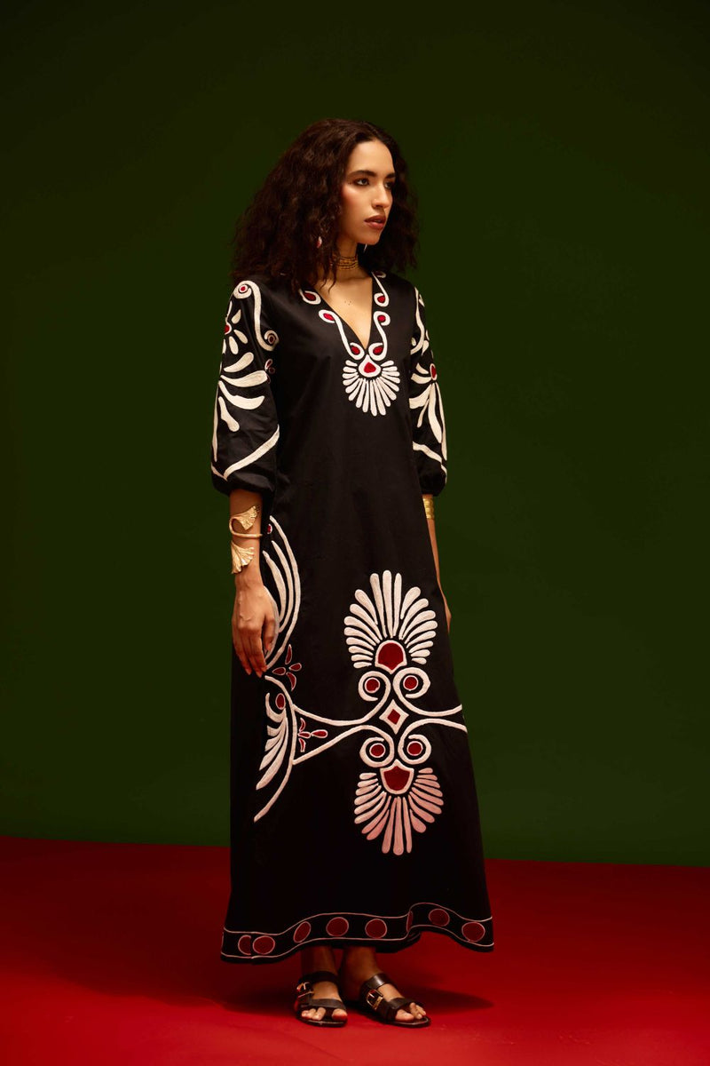 Midnight Blue Cotton Botanical Maxi Thread Embroidered Dress poplin Buy Midnight Blue Cotton Botanical Maxi Thread Embroidered Dress from C&W | Dresses for Women by Indian Summer Story in blue color for women in Singapore