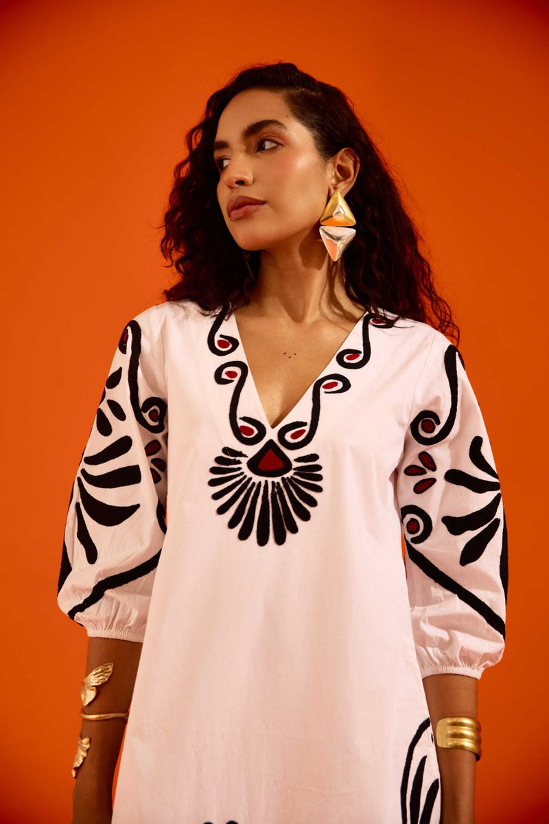 Ivory Cotton Botanical Maxi Thread Embroidered Dress poplin Buy Ivory Cotton Botanical Maxi Thread Embroidered Dress from C&W | Dresses for Women by Indian Summer Story in ivory color for women in Singapore