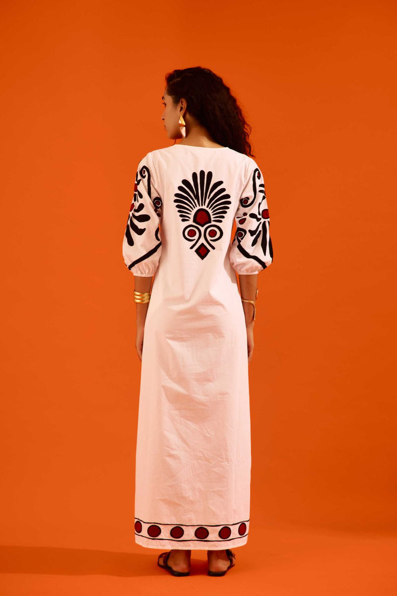 Ivory Cotton Botanical Maxi Thread Embroidered Dress poplin Buy Ivory Cotton Botanical Maxi Thread Embroidered Dress from C&W | Dresses for Women by Indian Summer Story in ivory color for women in Singapore